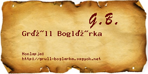 Grüll Boglárka névjegykártya